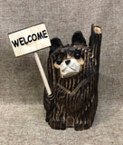 9" Brown Waving Bear With Sign