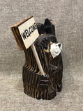 9" Brown Waving Bear With Sign