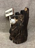 9" Brown Waving Bear With Sign