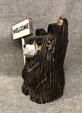 9" Brown Waving Bear With Sign