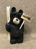 9" Black Ski Bear With Sign