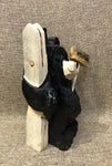 9" Black Ski Bear With Sign