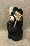 9" Black Ski Bear With Sign