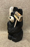 9" Black Ski Bear With Sign